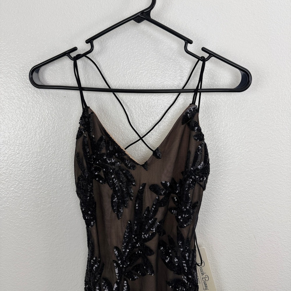 Beach Bunny Swimwear Dress Womens Medium Black Sequin Crossback Mini Dress - Picture 2 of 11